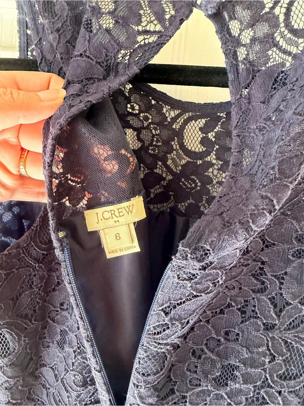 J. Crew Navy Floral Lace Mini Dress